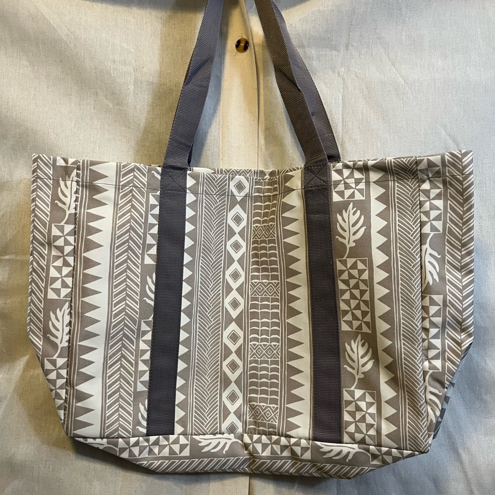 Tribal Pattern Gray and Cream Tote Bag